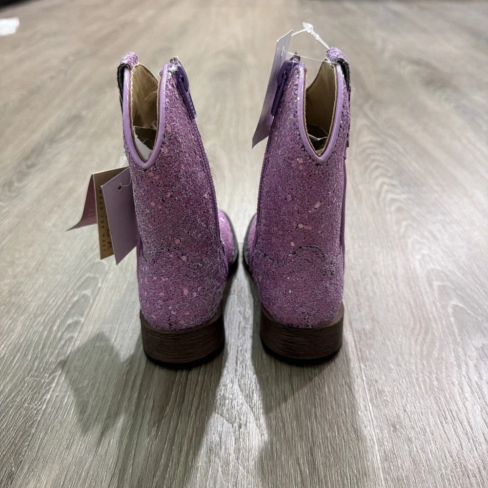 Roper Glitter Galore Square Toe Cowboy  Toddler Girls Purple Boots Size 5‎ NEW